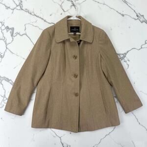 London Fog Women’s Tan Heather Coat Jacket Wool Blend Sz XL